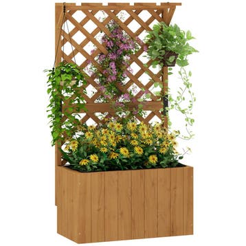 Verhoogde Plantenbak Met Klimrek Dak Trellis Bloembak Hout,, Verzenden