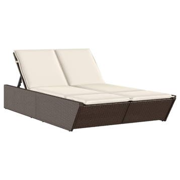 Tuin Ligbed 2-persoons PE-rattan | Tweedekansje | OP=OP, Ophalen of Verzenden, Zo goed als nieuw, Wicker, Verstelbaar