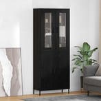 vidaXL Highboard Zwart Eiken 69,5 x 34 x 180 cm Bewerkt hout, Minder dan 50 cm, Verzenden, Nieuw, Minder dan 100 cm