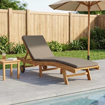 vidaXL Ligstoel Polyester Bruin en Taupe, Tuin en Terras, Verzenden, Nieuw