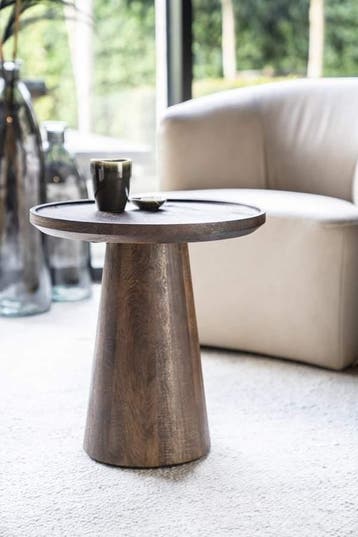 Bijzettafel Ron 46x49 - Bruin - 95650 - bijzettafels, Nieuw, Overige materialen
