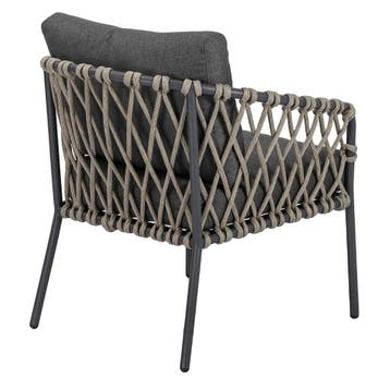 Amalfi low dining tuinstoel antraciet zand rope, Ophalen of Verzenden, Nieuw
