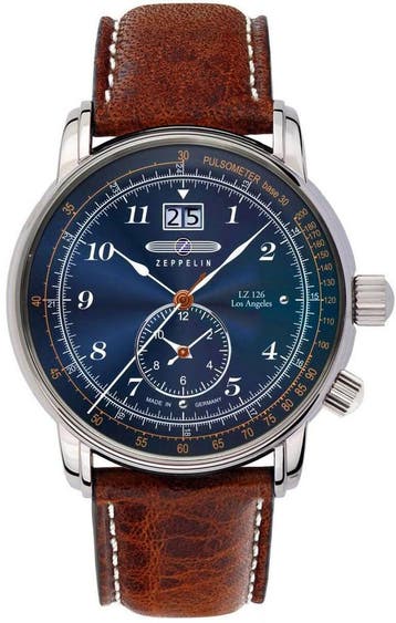 Zeppelin 8644-3 LZ 126 Los Angeles Dual Time heren horloge, Overige merken, Staal, Verzenden, Polshorloge