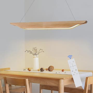 Moderne Houten LED Pendellamp 90cm - Dimbare Hanglamp met Af, Verzenden, Nieuw