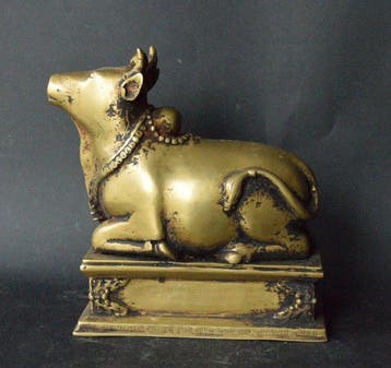 Zeer groot bronzen Nandi - 20 cm - Brons - India - Begin 20e