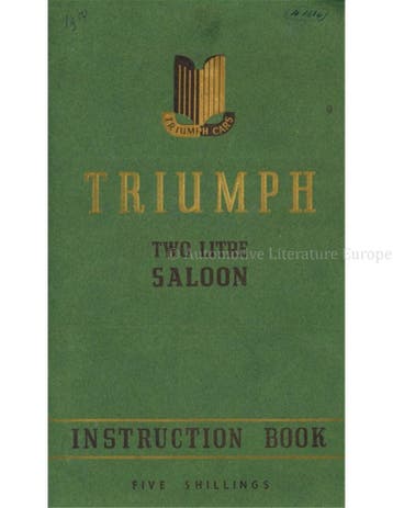 1950 TRIUMPH RENOWN SEDAN INSTRUCTIEBOEKJE ENGELS