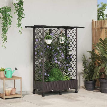 vidaXL Verhoogd Bed met Trellis en Dak Bruin 124 x 40 x 127, Verzenden, Nieuw, Minder dan 60 cm, 60 cm of meer