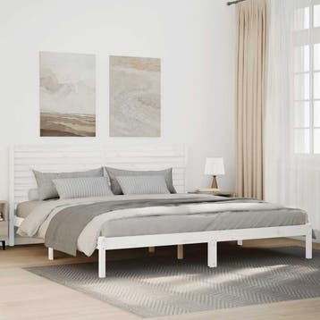 vidaXL Bedframe extra lang zonder matras massief hout wit, Verzenden, Wit, Hout, Nieuw