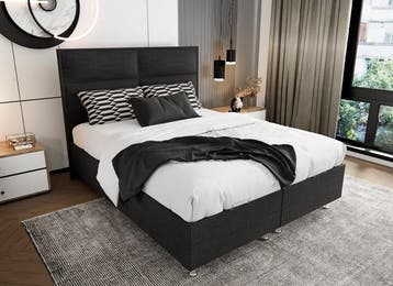 Boxspring Block Deluxe Antraciet - diverse maten, Verzenden, Nieuw, Tweepersoons