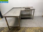 RVS Spoeltafel Hoekspoeltafel met onderschap 180 x 171 x, Ophalen of Verzenden, Gebruikt