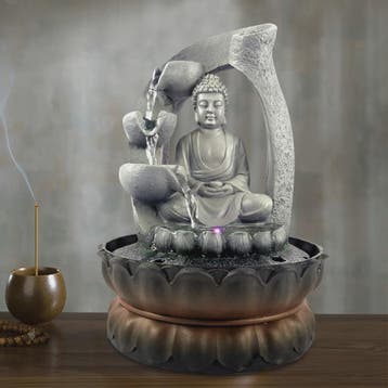 Zen Boeddha Waterval Tafeldecoratie met LED Verlichting, Tuin en Terras, Verzenden, Nieuw