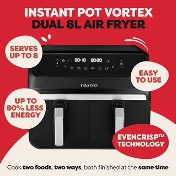 2dekans | Instant Pot Vortex Dual Drawer 8L Airfryer –, Ophalen of Verzenden, Zo goed als nieuw