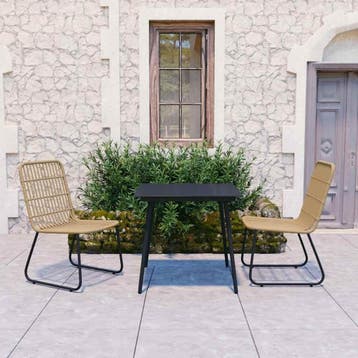 vidaXL 3-delige Tuinset poly rattan en glas, Verzenden, Nieuw, 2 zitplaatsen, Tuinset