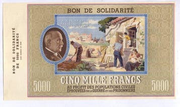 Frankrijk. - 5000 Francs - 1941 - Bon de solidarité - Annulé