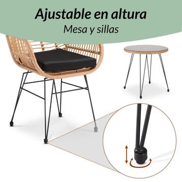 Polyrotan Tuinset Bali 3-delig Natuurkleuren/Zwart, Tuin en Terras, Tuinsets en Loungesets, Verzenden, Nieuw