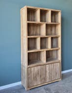 Moderne Boekenkast | Massief teakhout | 120cm breed |, Huis en Inrichting, Kasten | Boekenkasten, 100 tot 150 cm, 200 cm of meer