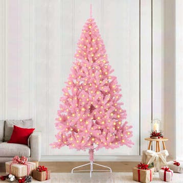 vidaXL Kunstmatig Voorverlicht Kerstboom met 300 LED Roze, Verzenden, Nieuw