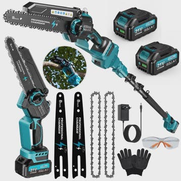 2-in-1 Snoerloze Telescoop Kettingzaag met 2x 4000mAh Accu's, Verzenden, Nieuw