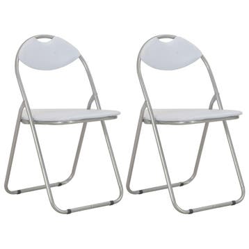 vidaXL Eetkamerstoelen inklapbaar 2 st kunstleer wit, Verzenden, Nieuw, Wit