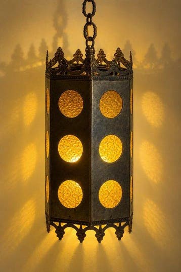 Lantaarn plafondlamp - donker geborsteld metaal,