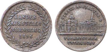 Kaiserreich Miniatur Medaille 1896 Landesausstellung Nuer..., Verzenden
