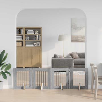 vidaXL Opvouwbaar hondenhek met standaards 4 st Grijs Sonoma, Dieren en Toebehoren, Honden-accessoires, Verzenden, Nieuw