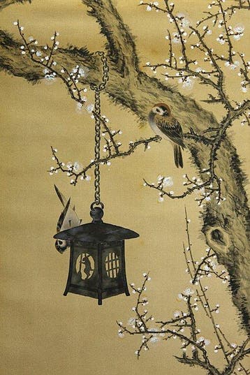 Kacho-ga (Cherry blossoms and sparrows) - With signature and