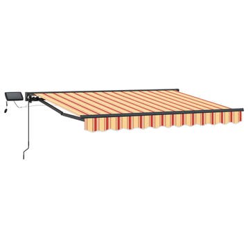 vidaXL Handmatig knikarmscherm met solar LED 3,5 x 2,5 m, Verzenden, Nieuw