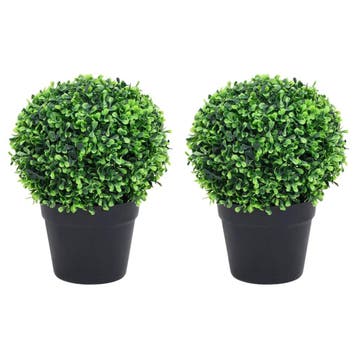 vidaXL Kunstplanten met pot 2 st buxus bolvorming 27 cm, Huis en Inrichting, Verzenden, Nieuw
