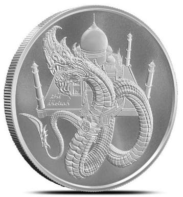 World of Dragons - #5 The Indian - 1 oz zilver Round, Verzenden, Losse munt, Zilver