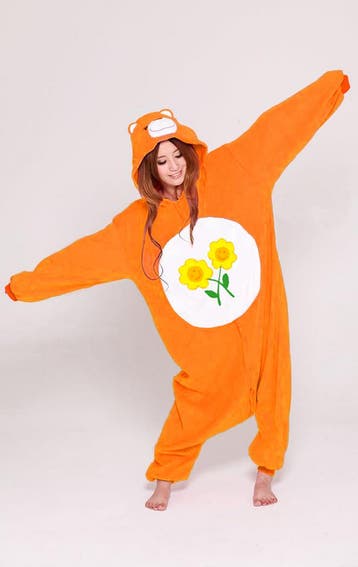 Onesie Troetelbeer Oranje L-XL Troetelbeertjes Pak Kostuum F, Maat 52/54 (L), Carnaval, Nieuw, Ophalen of Verzenden