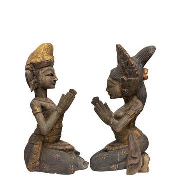 2 sculpturen - 35 cm - Loro Blonyo, 20e eeuw - Oud, zeldzaam, Antiek en Kunst