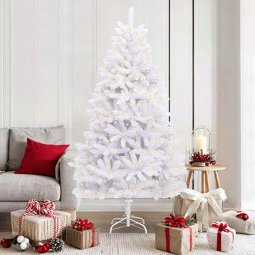 vidaXL Kunstkerstboom 300 LEDs PVC en staal Wit, Diversen, Verzenden, Nieuw