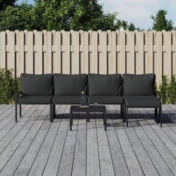 vidaXL 6-delige Loungeset met kussens staal grijs, Verzenden, Nieuw, Rvs, Loungeset