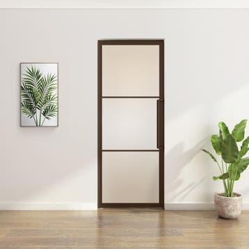 Stalen Taatsdeur - Brons - 3 Vlaks - Mat glas, Doe-het-zelf en Verbouw, Deuren en Horren, Minder dan 80 cm, Overige typen, Nieuw