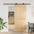 vidaXL Schuifdeur NARVIK Naturel en Zwart 90 x 210 cm (213,5, Verzenden, Nieuw
