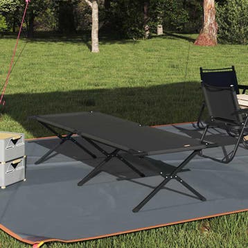vidaXL Opvouwbaar Camping Bed Zwart 210 x 80 x 46 cm Oxford, Caravans en Kamperen, Verzenden, Nieuw
