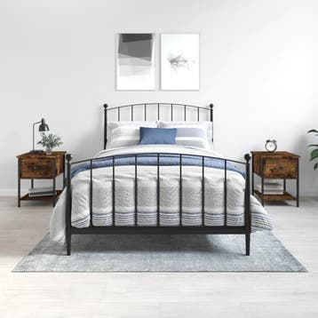 vidaXL Nachtkastjes 2 st 34x35,5x45 cm bewerkt hout gerookt, Huis en Inrichting, Slaapkamer | Nachtkastjes, Minder dan 45 cm, Verzenden