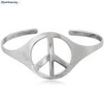 Zilveren peace klemarmband, Verzenden, Nieuw, Zilver