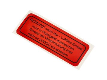 Sticker voor luchtfilter. Porsche 356B / 356C / 912, Verzenden, Nieuw