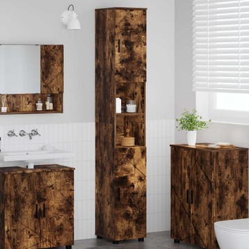 vidaXL Badkamer Kast Gerookt eiken 30 x 35 x 192 cm, Verzenden, Nieuw