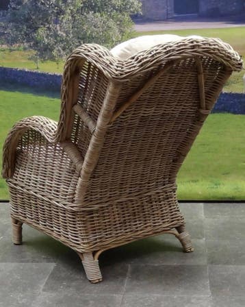 Naturel lounge balkonset 2-delig naturel rotan wit, Tuin en Terras, Ophalen of Verzenden, Nieuw
