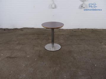Tweedehands ronde tafel notenhout 50 cm verchroomde voet, Verzenden, Gebruikt