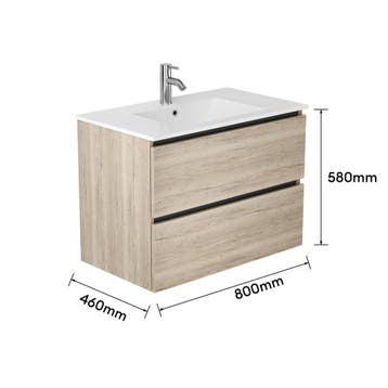 Badkamermeubel- Natural Oak-80cm, Verzenden, Nieuw