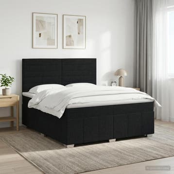 vidaXL Boxspringbed met matras met hoofdeinde Zwart 140 x, Verzenden, Nieuw, Tweepersoons, Zwart