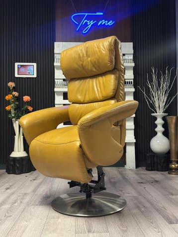 Himolla sta op stoel - relaxfauteuil LEDER zo goed als nieuw, Minder dan 75 cm, Nieuw, Ophalen of Verzenden, 50 tot 75 cm