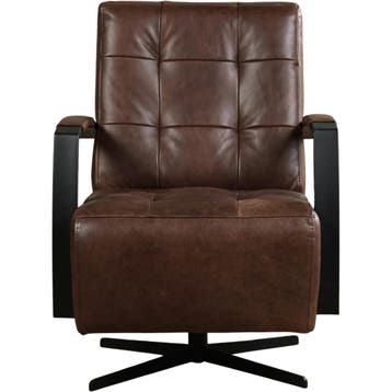 Leren draaifauteuil Mind - Vintage Brown (bruin) - Stervoet, Nieuw, Ophalen of Verzenden, 50 tot 75 cm, Industrieel, Modern