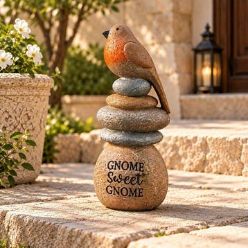 Decoratief ornament - Garden Bird Statue Stacked Stones -