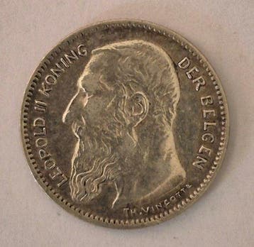 België. Leopold II. 50 Cents 1909 (Zonder minimumprijs)