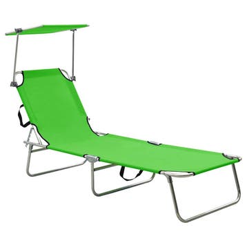 vidaXL Ligbed met luifel inklapbaar staal appeltjesgroen, Tuin en Terras, Verzenden, Nieuw